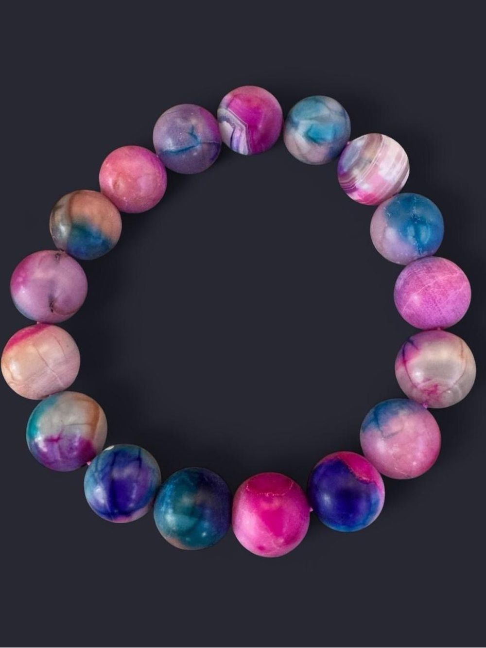 Agate Gemstone Bead Bracelet 12mm